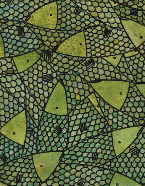 Green Gold Sardines | Framed Giclee Print on Canvas